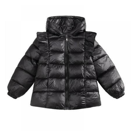 

1-6 Years Girls Winter Puffer Jackets with Hood Fleece Lined Coat Thick Snowsuit Outerwear for Toddler Girls