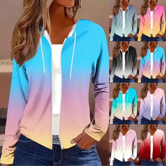 Women's Casual Fashion Loose Fit Long Sleeve Zip Up Hooded Top Cardigan Sweatshirt Pullover Warm Comfortable Outerwear for Fall Winter | CSEONE,Black L