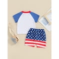 thumbnail image 5 of Musuos Baby Boy 4th of July Outfits 6 12 18 24M 3Y Short Sleeve Round Neck Raglan Tops + Drawstring Shorts Set Toddler Summer Clothes, 5 of 10