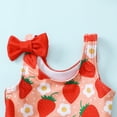 thumbnail image 6 of KIMI BEAR Newborn Baby Girls Swimsuits 3-6 Months Sleeveless Strawberry Print One-piece Swimsuit Bowknot Bathing Suit with Hat + Headband 3pcs Rash Guard Swimsuit Red, 6 of 8