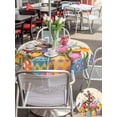 thumbnail image 4 of Easter Bunny Outdoor Tablecloth - 54 Inch Round Dining Table Cover, Colorful Eggs Spring Tulips Flower Vintage Waterproof Outdoor Table Cloth with Umbrella Hole & Zipper for Picnic/Patio/Party, 4 of 7