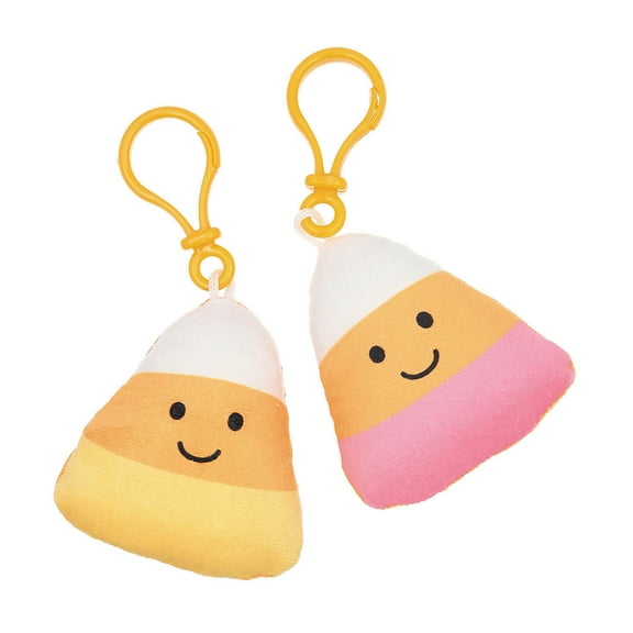 3" x 3 1/4" Colorful Stuffed Candy Corn Backpack Clips - 12 Pc.