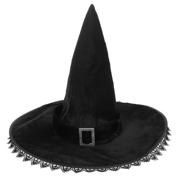 KAKOWELY Sombrero de bruja para mascarada de Halloween, sombrero de bruja de encaje para cosplay, sombrero de disfraz de Halloween