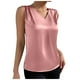 thumbnail image 1 of Top sin mangas de satén con cuello en V para mujer, para el verano, blusa informal transpirable de poliéster de color liso, 1 of 6