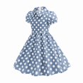thumbnail image 2 of XXWXYD PolkaDot Girls Dress Short Sleeve 𝖯eter Pan Collar Vintag𝖾 Style Summer Play Casual Par𝗍y Outfit Ages 4-10 Toddler Kid Children Church School Birthday Celebration Gown, 2 of 7