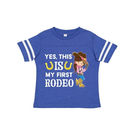 

Inktastic Yes this IS my First Rodeo- cowgirl in hat and boots Girls Toddler T-Shirt
