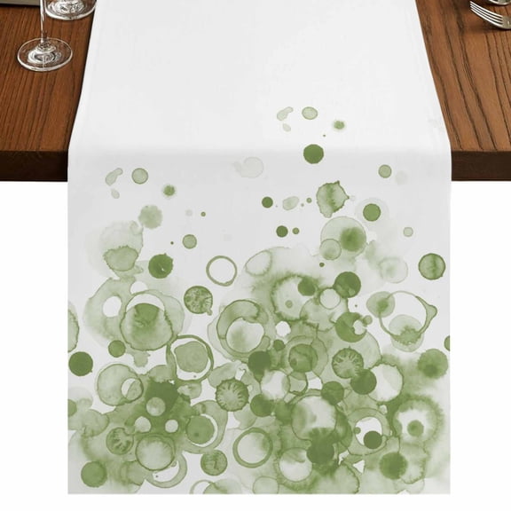 Table Runners 120 Inches Long Dress Scarves, Sage Green Gradient Farmhouse Coffee/Dining/Kitchen Table Runner for Living Room, Abstract Polka Dots Vintage Modern Art 13x120 Inch