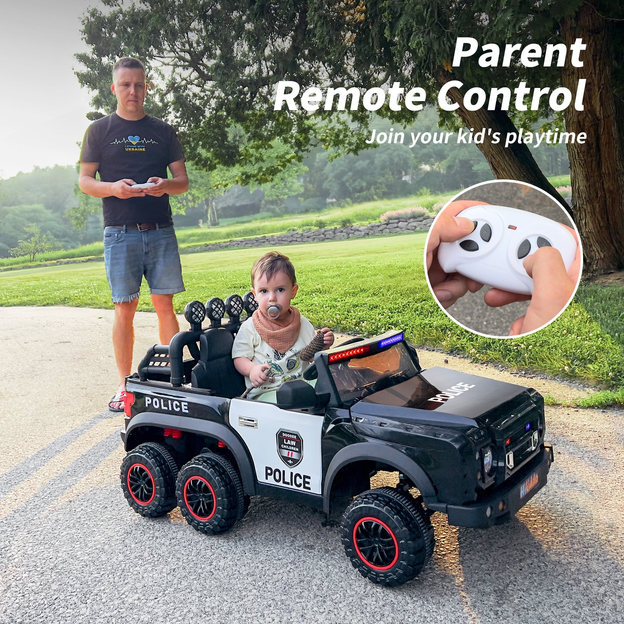 Hikiddo 24V 10Ah Ride on Toy Truck, 4WD 2 Seater Kids Electric Cars for Girl Boy w/ Remote, 4x200W Motor - Black
