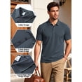 thumbnail image 4 of Cadmus Mens Polo Shirts Quick Dry Short Sleeve Golf T Shirt Performance Moisture Wicking Casual Workout,8602,Dark Grey,M, 4 of 6