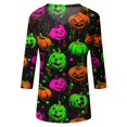 thumbnail image 5 of Women Halloween 3/4 Sleeve Tops Funny Graphic Tees Fall V Neck Loose Fit Party Halloween T-Shirts, 5 of 6