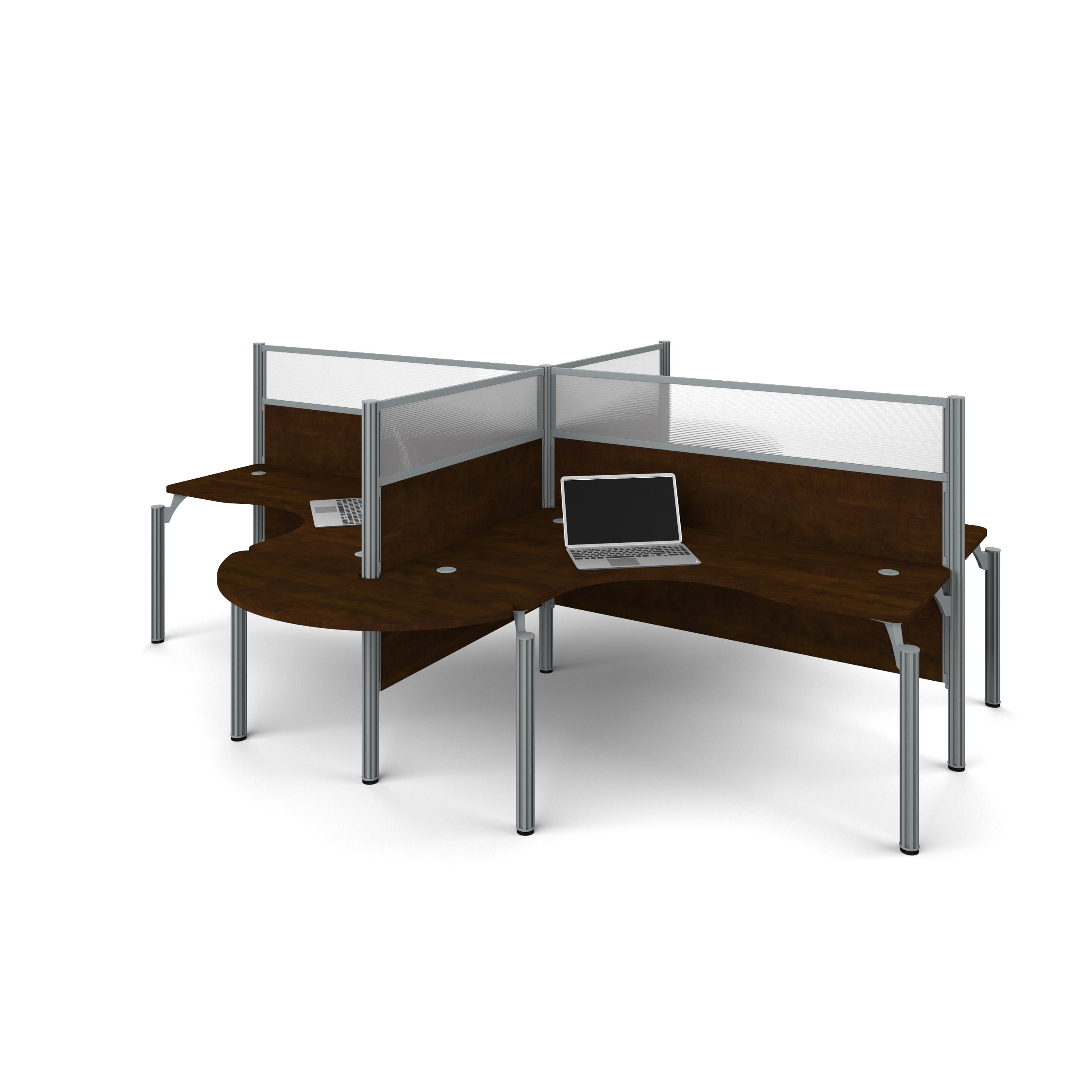Bestar Pro Biz 4 Person L Desk In White