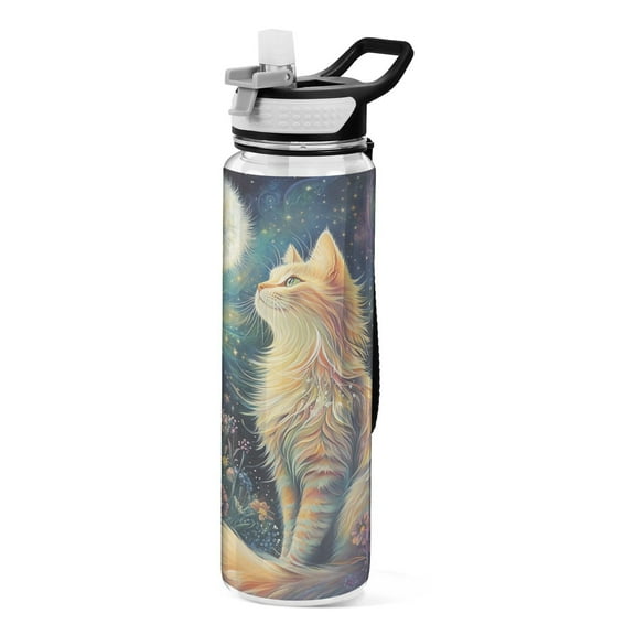 BZSMCE Sport Bottle Whimsical Whiskers in A Starry Garden Outdoor sports Water Bottle Size: 10.4x3in