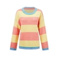 thumbnail image 2 of yillto Womens Oversized Sweater Baggy Color Block Long Sleeve Knit Striped Fall Winter Fashion Sweaters, 2 of 7