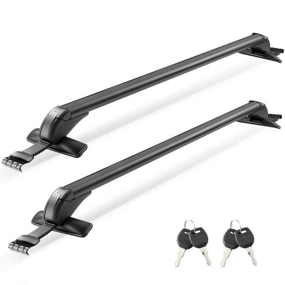 VEVOR Roof Rack Cross Bars, Universal Fit for Naked Roofs Without Raised Rails/Flush Rail/Black Moldings, 165 LBS Capacity,Lockable Heavy Duty Aluminum Crossbar Racks Roof Rail Rooftop Luggage Canoe