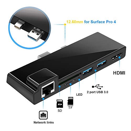 Microsoft Surface Pro 4/Pro 5/Pro 6 Hub Station con adaptador HDMI 4K
