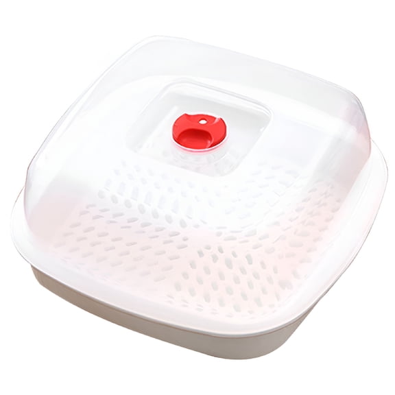 ACDANC Microwave Cookware Steamer Microwave Cooker for Bacon Rice Vegetable Pasta Steak Square Cooking Steamer Basket for Vegetable Dim Sum Dumpling Bao Bun White