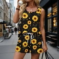 thumbnail image 2 of BOMYJESK Summer Sets Tank Square Neck Sleeveless Matching Floral Print Lounge Short Sets Trendy Plus Size High Waisted Sweatsuit with Pocket Spring Black M, 2 of 8
