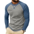 thumbnail image 2 of WXLWZYWL Long Sleeve Top for Men Long Sleeve Tee Round Neck Chest Cross Stitching Regular Fit Stylish Everyday Home Casual Outdoor Walking, 2 of 6