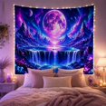 thumbnail image 2 of Magenta Moon Above a Cosmic Waterfall, Dreamy Fantasy for Space Lovers, Galaxy Landscape Wall Art, Housewarming Gift, Tapestry Wall Hanging for Bedroom, Living Room and Gaming Room, 2 of 7