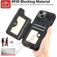 thumbnail image 2 of Phone Case for iPhone 15 6.1 inch Wallet Cover with Tempered Glass Screen Protector and Wrist Strap Lanyard RFID Credit Card Holder Ring Stand iPhone15 5G i i-Phone i15 15Case Women Men Black, 2 of 14