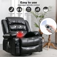 thumbnail image 4 of UHOMEPRO Massage Swivel Rocker Recliner Chair, PU Leather Rocking Sofa Home Recliner with Side Pockets Cup Holder and USB Charge Port, 360-degree Rotation, 30-degree Rocking, Black, 4 of 8