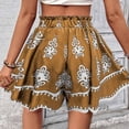 thumbnail image 5 of Levmjia Womens Fashion Shorts High Waisted Bohemian Printed Wide Leg Casual Shorts With Elastic Waistband Soft Fabric For Vacation Beach and Daily Wear, 5 of 9