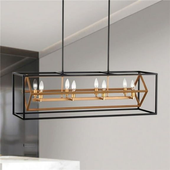Tilla 12 in. 8-Light Indoor Matte Black and Matte Gold Finish Chandelier with Light Kit
