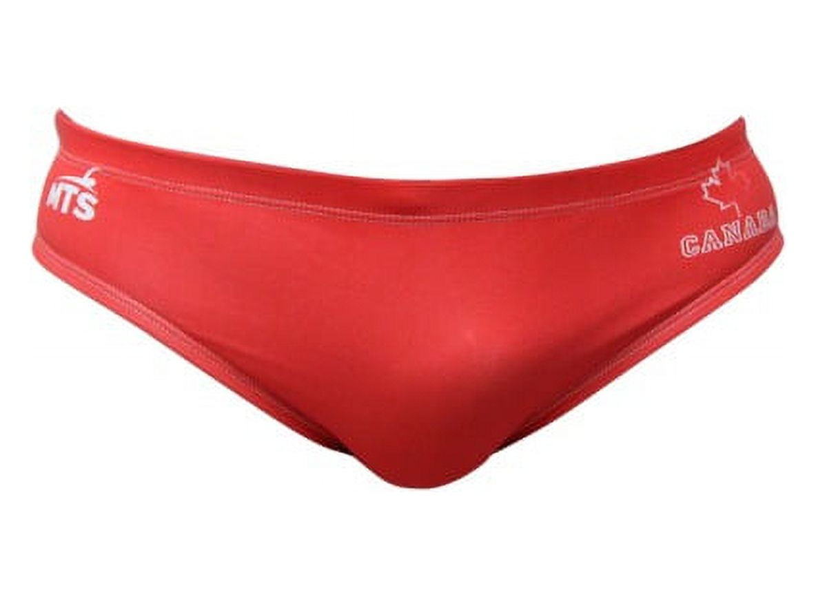 Men’s Athletic Swimwear Sporti Swimsuit MTS Canada Maple Leaf Active Swimmers for Underwater Sport (Men’s Swimsuit Red)