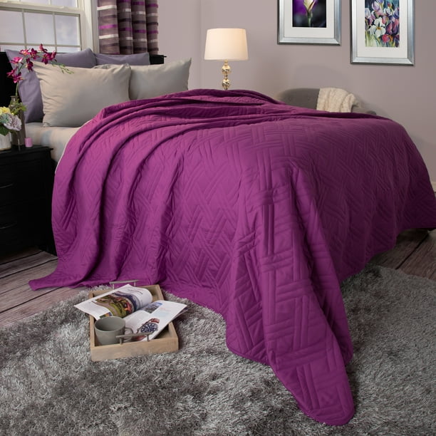 Somerset Home Solid Color Bed Quilt, Twin, Purple