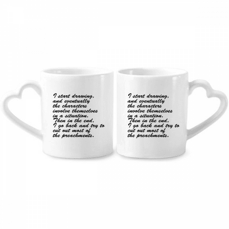 

People Are Learn Situation Preachment Couple Porcelain Mug Set Cerac Lover Cup Heart Handle
