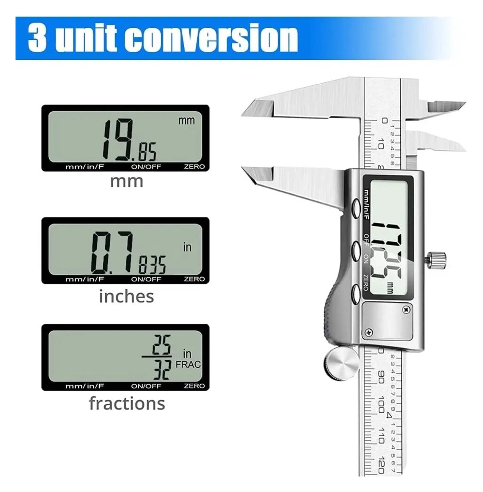 Digital Vernier Caliper Stainless Steel Caliper 0-150MM 6 Inch 0.01mm Digital Display Electronic Ruler Length Measuring Tools