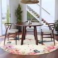 thumbnail image 4 of Pink Flower Round Area Rugs Collection 5', Spring Floral Butterflies Birds Elegant Farmhouse Non Slip Indoor Circular Throw Runner Rug Floor Mat Carpet for Living Room Dining Table Bedroom Nursery, 4 of 9