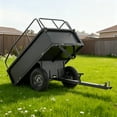 thumbnail image 5 of Heavy Duty Steel Dump Cart Trailer, 600 LBS Weight Capacity 17 Cu.Ft Tow Behind Utility Wagon with 16" All-Terrain Tires, Easy Dump Hauling Wagon for ATV, Lawn Tractor, Garden, Yard & Farm, 5 of 17