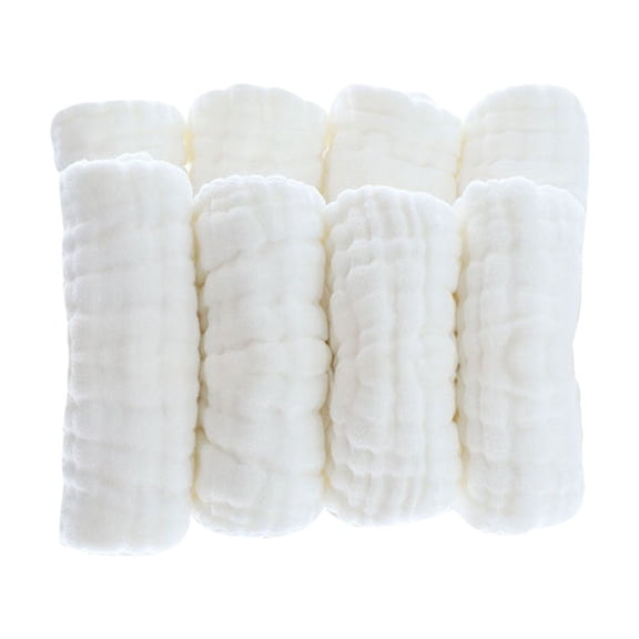 Xfvqtps 10PCS Reusable Muslin Gauze Diapers for Newborns Soft Washable Diapers Breathable Towels for Boy and Girl Essentials White