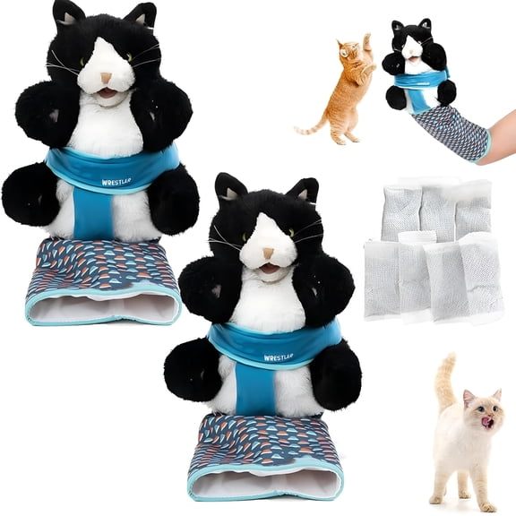 BESTSKY Cats Puppet Wrestler,Cats Hand Puppets Plush Animal Toys,Cat Wrestling Toy Puppet,Interactive Cat Hand Puppet for Boredom-Busting Training and Exercise,Cat Exercise Toys with Tough Padding