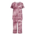 thumbnail image 3 of Floral Print Sets for Women Short Sleeve Lounge Sets Front Pleated Shirt and Plus Size Capris Womens Pajamas Sets, 3 of 6