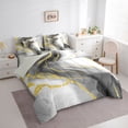 thumbnail image 3 of Homewish Marble Texture Road 7-Piece Twin Bedding Sets,Gold Gray Bedding Comforter Set,Modern Fluid Art Sheet Sets For Girl,Microfiber Room Decoration Reversible, 3 of 8