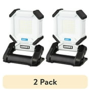 (2 pack) HART Rechargeable Work Light with Rotating Head and Spring-Loaded Clamp Mount, White, 2000 Lumens
