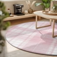 thumbnail image 3 of Round Rugs 4Ft, Pink Buffalo Plaid Round Area Rug Washable Indoor Throw Carpet, Farmhouse Modern Checkered Soft Non Slip Circle Rug for Kitchen Nursery Room Home Decor Aesthetic, 3 of 8