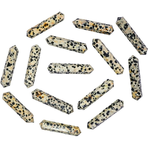Dalmatian Jasper Crystal Points Bulk 3 Pcs, Hexagonal Healing Point Double Terminated