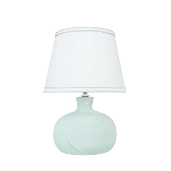 Aspen Creative 40182-11, 14-1/2" H Ceramic Table Lamp in Mint with Empire Lamp Shade, White