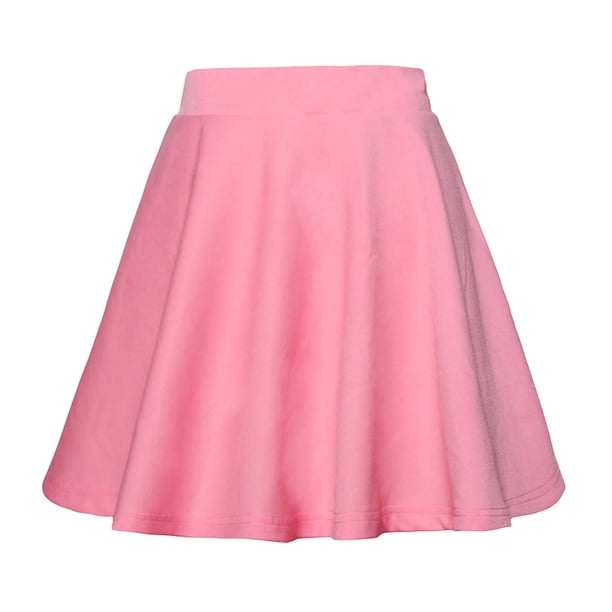 Faldas de Verano Cortas de la Mujer A-Línea Color Sólido Medio Mini Falda Casual Cintura Elástica, Faldas de Línea a para las Mujeres