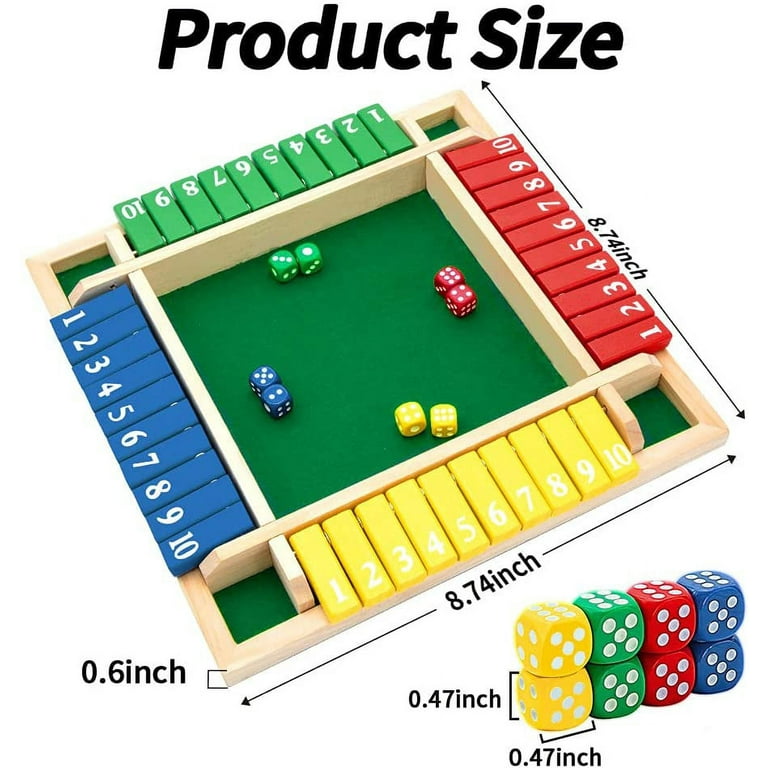 Shut The Box Game Wooden 2 Player Kids & Adults, Educational Math Learning  Toy, Table Dice Game for The Party Family or Bar - 9 Inch with 2 Dice  (Multicolor 1) 50% off