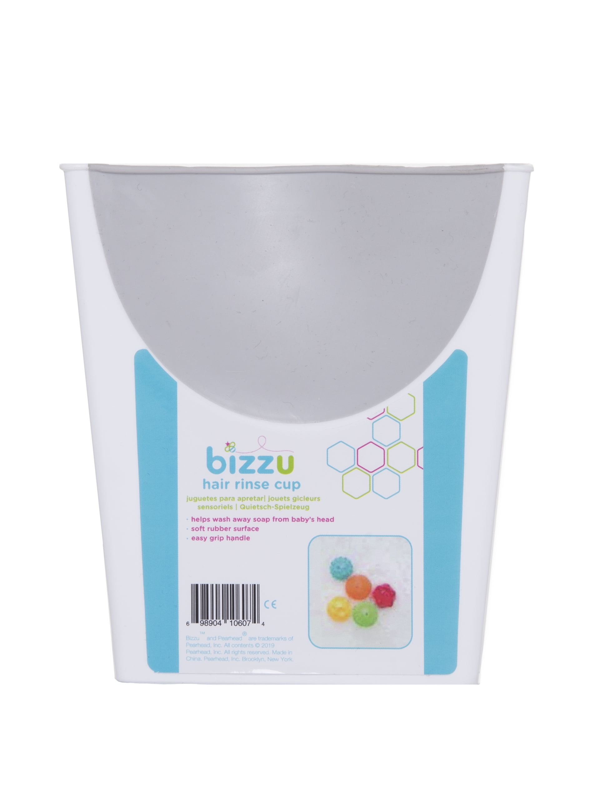 Bizzu Bath Rinse Cup Bath Time, White, Easy Grip Handle, Shampoo Rinse Cup