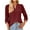 Wine, variant on Meichang Notch V Neck T Shirts Women 3/4 Cuffed Sleeve Shirts Solid Tops Dressy Casual Loose Fit Summer Tee Shirts Business Work Blouses Hot Pink L