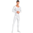 thumbnail image 3 of iEFiEL Mens Shiny Smooth Jumpsuit Long Sleeve Full Body Length Bodysuit for Fitness Workout, 3 of 7