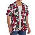 thumbnail image 2 of Goofa Rose Flowers Printed Men's Casual Short-sleeved Shirt,Lightweight Breathable Button-down,Summer Casual men's top,Versatile Fashion shirt-Large, 2 of 7