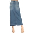 thumbnail image 3 of Fashion2Love Women's Juniors Long A-Line Stretch Denim Maxi Skirt, 3 of 7