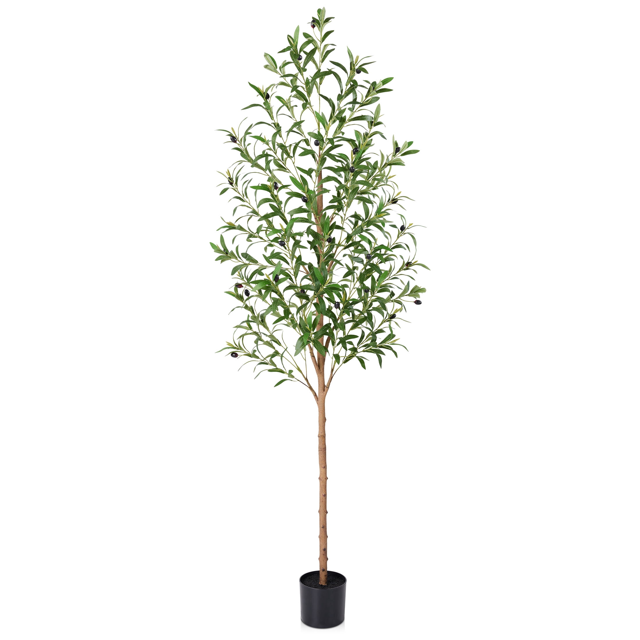 DR.Planzen Artificial Olive Tree 6 ft Tall Faux Floor Plant in Black Pot - Realistic Greenery with Adjustable Branches and Fruits - Indoor Home Office Decor for Living Room Apartment Workspace