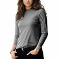 thumbnail image 4 of ClodeEU Women's Striped Long Sleeve T Shirt,Crewneck Slim Fit Tee,Casual Fall Underscrubs T Shirt Black,Womens Plus S, 4 of 4